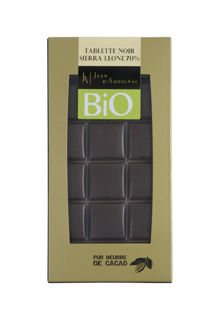 Bar Organic Dark Chocolate Origin Sierra Leone 70% Jean D'Audignac 100gr