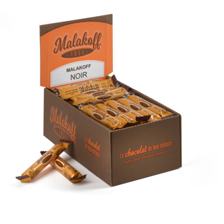 Display of 60 Malakoff Dark Chocolate Hazelnut Bars 19gr Malakoff Box