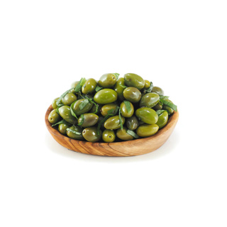 Broken Green Picholine Olives w/Basil 200gr Jar Jean D'Audignac
