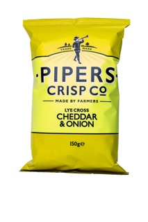 Cheddar/Onion Pipers Crisps 150gr Pack